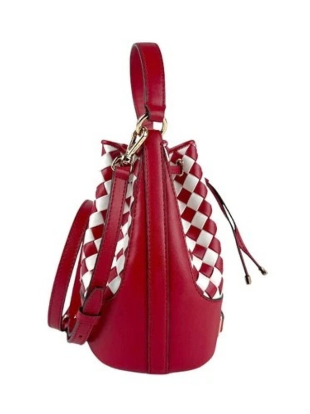Auth Michael Kors Handbag Shoulder Bag Red/White Leather/Goldtone - z6654 - Picture 2 of 13